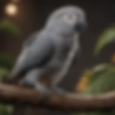 Gray Parrot Perched Gracefully A gray parrot perched on a branch, showcasing its vibrant feathers and curious expression.