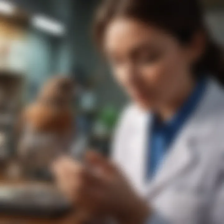 An avian veterinarian examining a bird, emphasizing the importance of health checks.