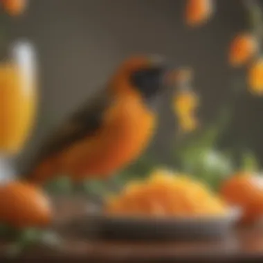 Close-up of recommended Oriole food options showcasing nectar and jelly.