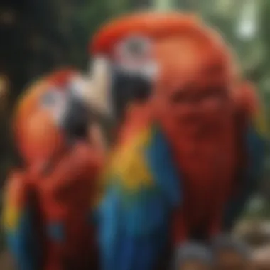 A captivating macaw displaying its feathers