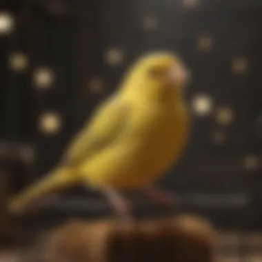 Canary singing joyfully in a spacious cage.