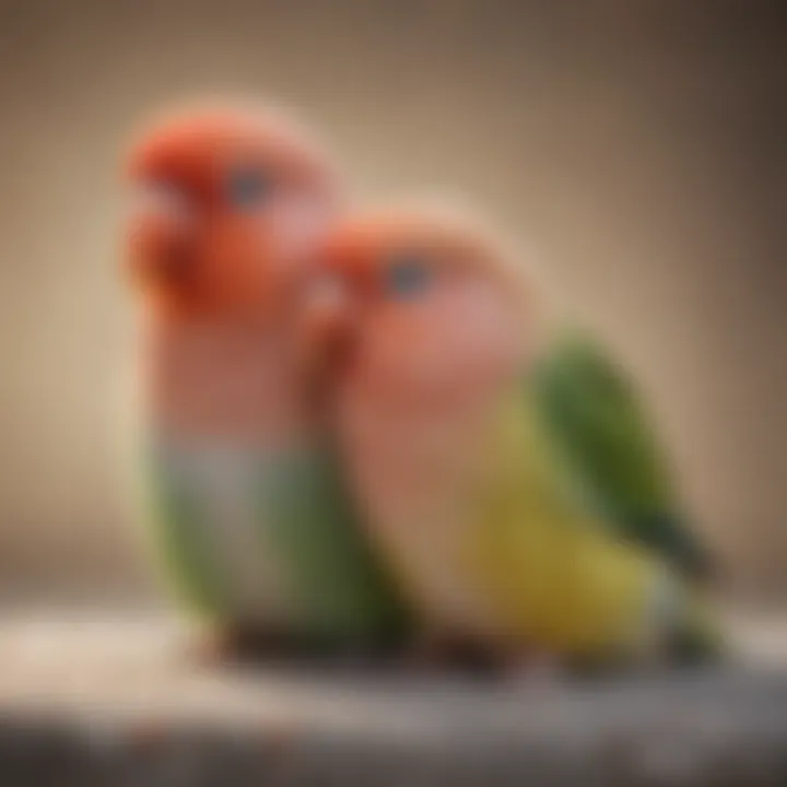 A soft-colored lovebird resting quietly on a soft surface, embodying companionship.