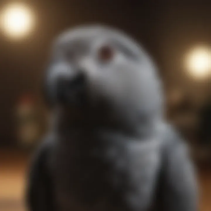 An African Grey parrot engaged in a playful activity, signaling its high intelligence and social nature.