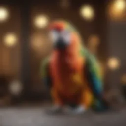 Colorful parrot performing a trick