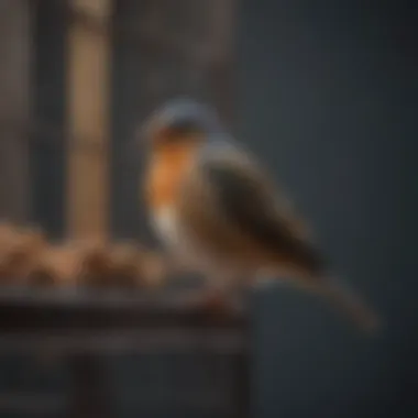 A tranquil scene illustrating a bird enjoying its freedom outside the cage in a safe environment.