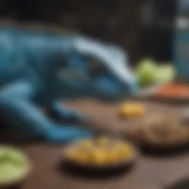 Nutritional guide showing a variety of food suitable for blue iguanas