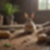 A rabbit sitting comfortably in a designated litter area