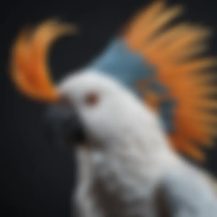 An exotic cockatoo exhibiting its majestic crest, representing its unique personality.