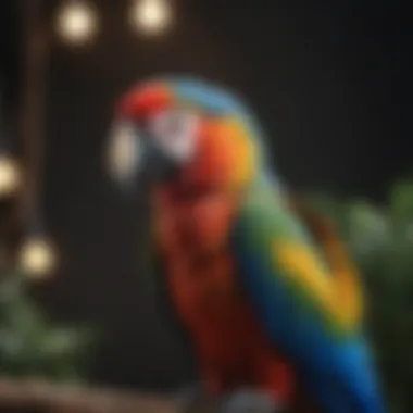 A majestic macaw showcasing its colorful feathers