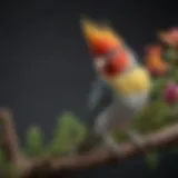 A vibrant cockatiel perched on a branch, showcasing its colorful feathers.