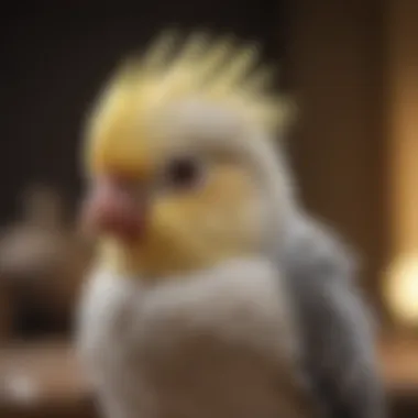 A charming cockatiel displaying its distinctive crest