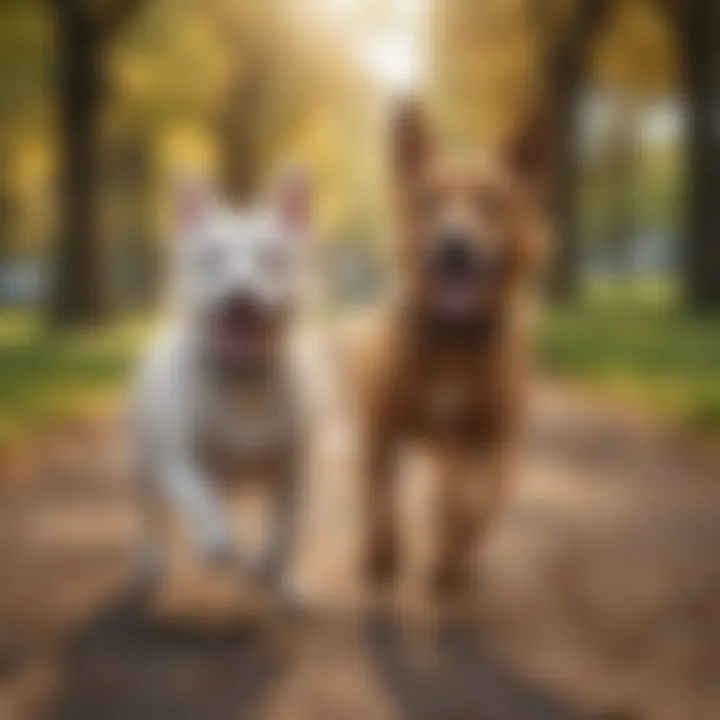 A playful dog running in a park