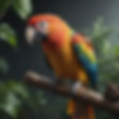 The Colorful World of Pet Birds A vibrant parrot perched on a branch