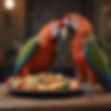 A plate filled with nutritious foods for macaws