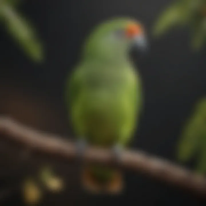 Vibrant Quaker parrot perched on a branch