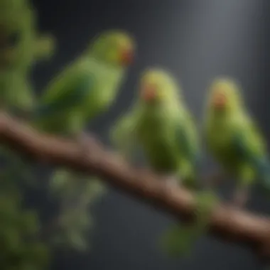 Healthy parakeets enjoying a clean and well-maintained habitat