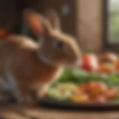 Nutrient-rich rabbit food and fresh vegetables