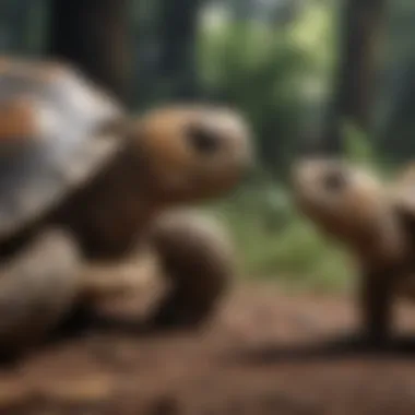 A tortoise interacting with its caregiver, showcasing bonding moments.