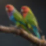 Colorful parakeets perched on a branch