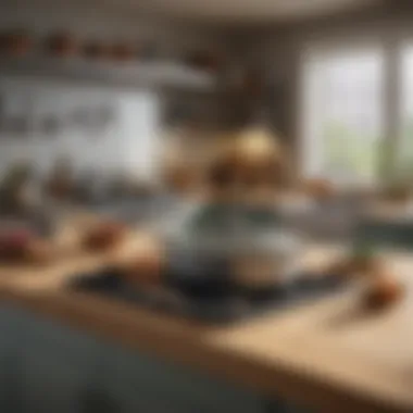 A cozy kitchen setting featuring bird safe cookware alongside pet birds.