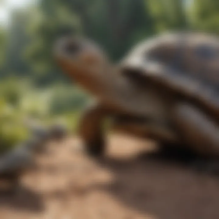 Tortoise interacting with enriched environment