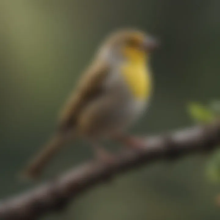 A serene finch resting on a branch, symbolizing tranquility and grace.