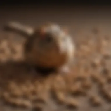 Close-up of bird seed scattered on a surface, showcasing a potential food source for mice.