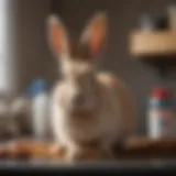 A healthy pet bunny in a veterinary clinic