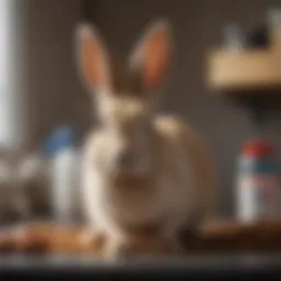 A healthy pet bunny in a veterinary clinic