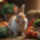 A healthy selection of fresh vegetables and hay for rabbits