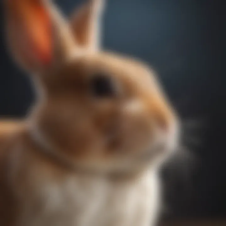 A close-up of a bunny being examined by a veterinarian