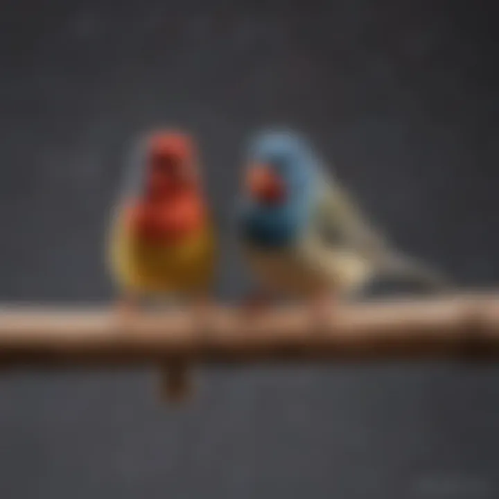 Wooden perches with attached chew toys for finches