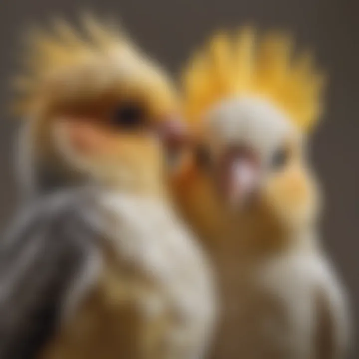 Elegant cockatiel with vibrant plumage showing affection