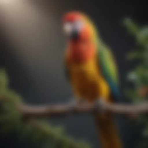 A vibrant parrot perched on a branch, showcasing its natural beauty.