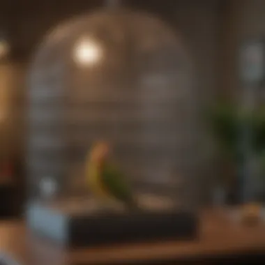 A & E Parrot Cage in a Living Space A & E parrot cage in a vibrant living space, enhancing home aesthetics