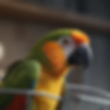 Close-up of A & E parrot cage materials highlighting safety features