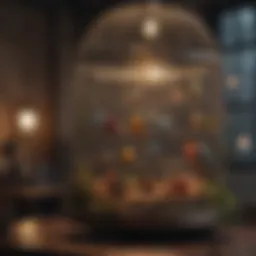 Spacious large bird cage with colorful birds inside