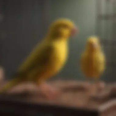 A cheerful canary singing in a bright cage