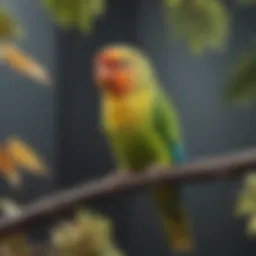 Colorful Parakeet perched on a branch