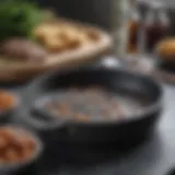 Close-up of granite bluestone cookware showcasing its textured surface.