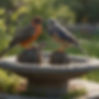 Diverse bird species enjoying a solar bird bath