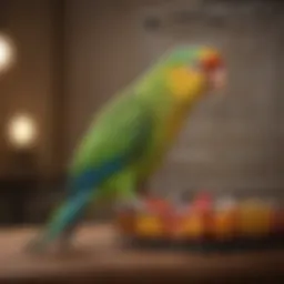 Spacious parakeet cage with perches and toys