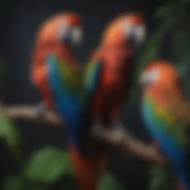 An elegant macaw displaying its feathers