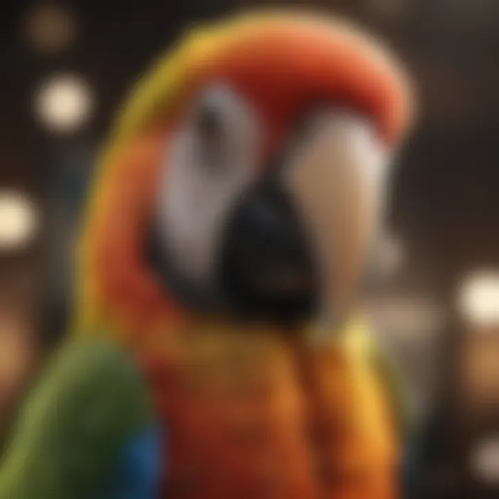 A vibrant parrot speaking with clarity