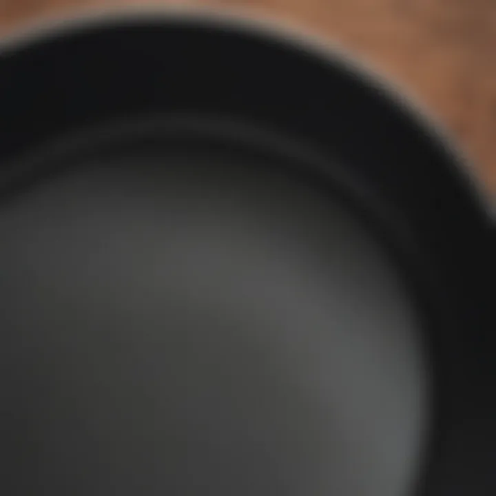 Close-up of a non-stick pan showing surface texture