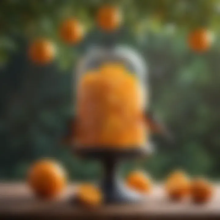 A fruit feeder attracting orioles with sliced oranges