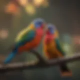 A vibrant love bird perched on a branch, showcasing its colorful feathers.