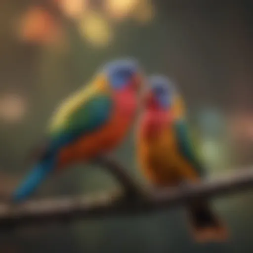 A vibrant love bird perched on a branch, showcasing its colorful feathers.