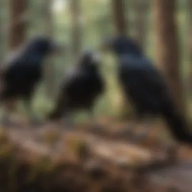 A crow using a twig as a tool to extract insects from bark