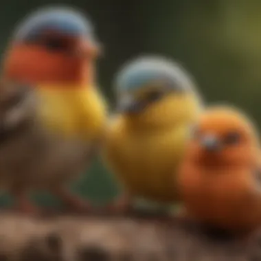 A vibrant selection of baby bird species showcasing their unique colors and patterns.